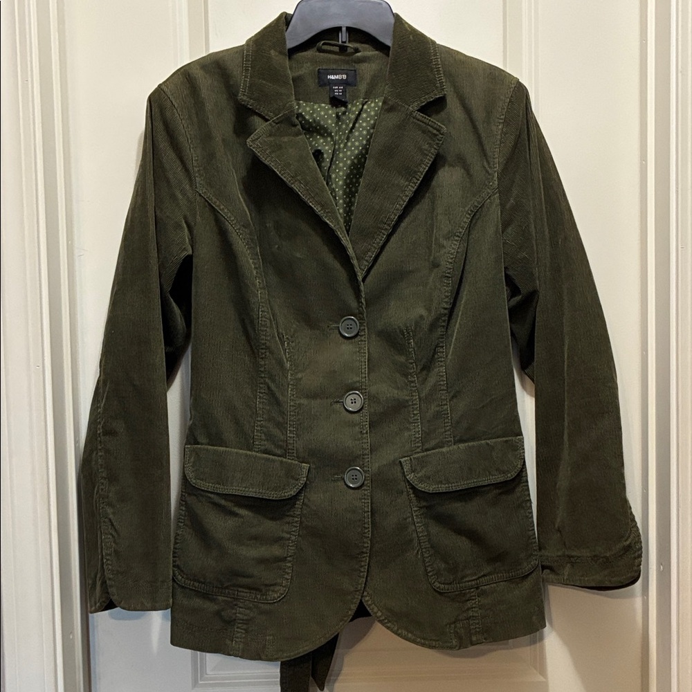 H&MB’B US 14 Olive Green corduroy Coat